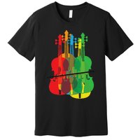 Multicolored Violins Birthday Gift For Musicians Premium T-Shirt