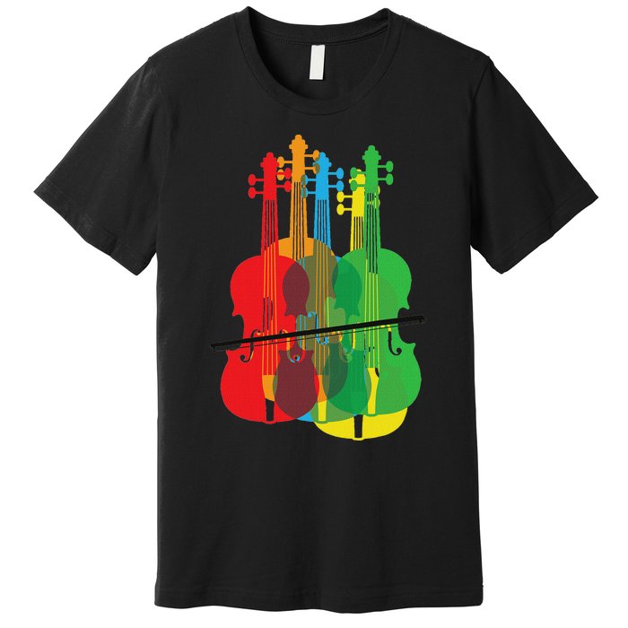 Multicolored Violins Birthday Gift For Musicians Premium T-Shirt