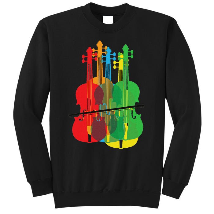 Multicolored Violins Birthday Gift For Musicians Tall Sweatshirt