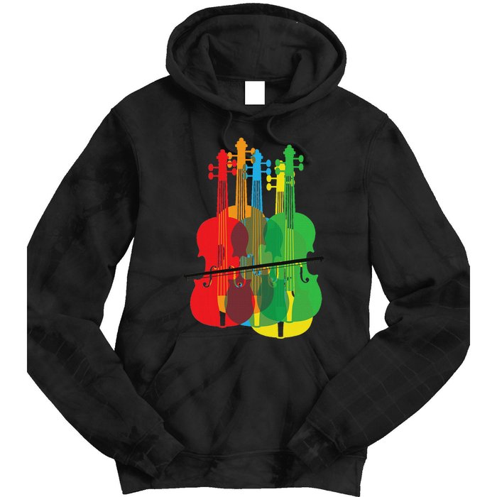 Multicolored Violins Birthday Gift For Musicians Tie Dye Hoodie