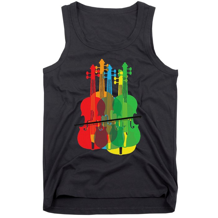 Multicolored Violins Birthday Gift For Musicians Tank Top