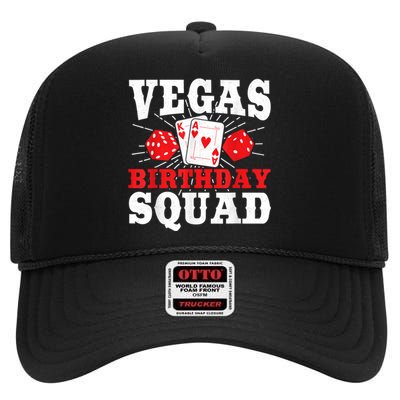 Matching Vegas Birthday Squad Las Vegas Birthday Party High Crown Mesh Back Trucker Hat