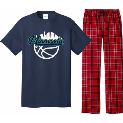 Minnesota Vintage Basketball Script City Skyline Fan Pajama Set