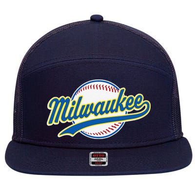 Milwaukee Vintage Baseball Throwback Retro Design 7 Panel Mesh Trucker Snapback Hat