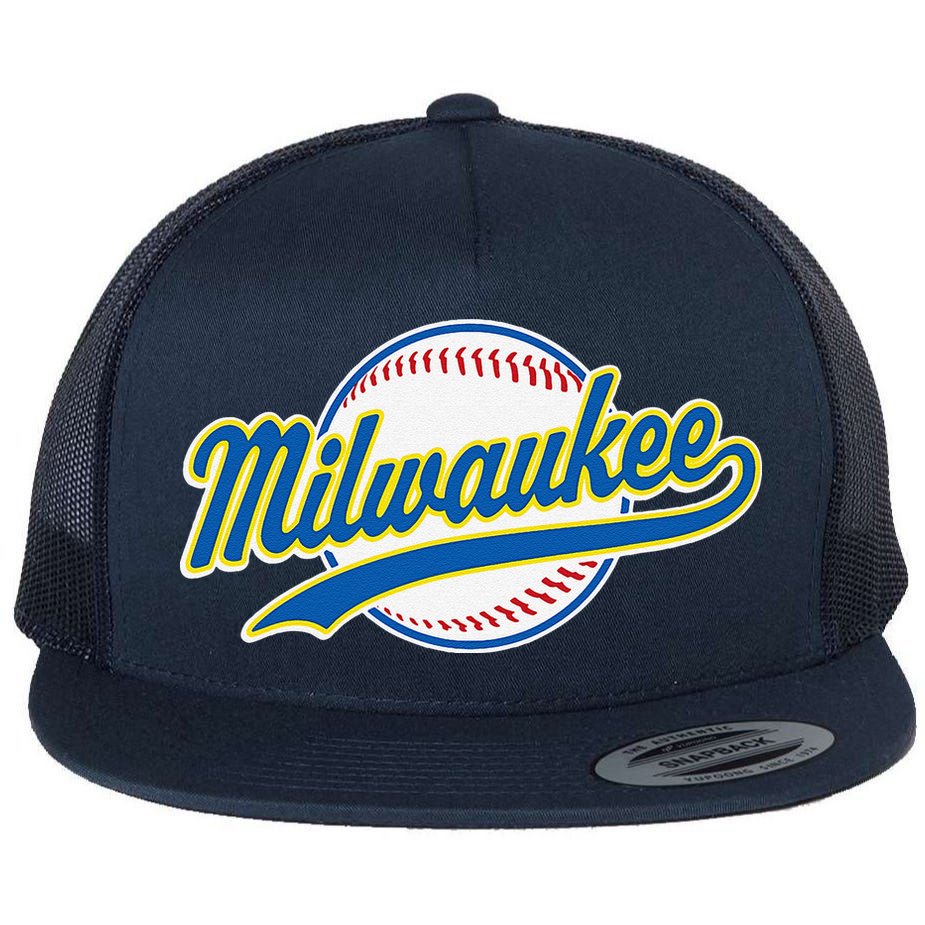 Milwaukee Vintage Baseball Throwback Retro Design Flat Bill Trucker Hat