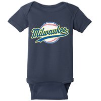 Milwaukee Vintage Baseball Throwback Retro Design Baby Bodysuit