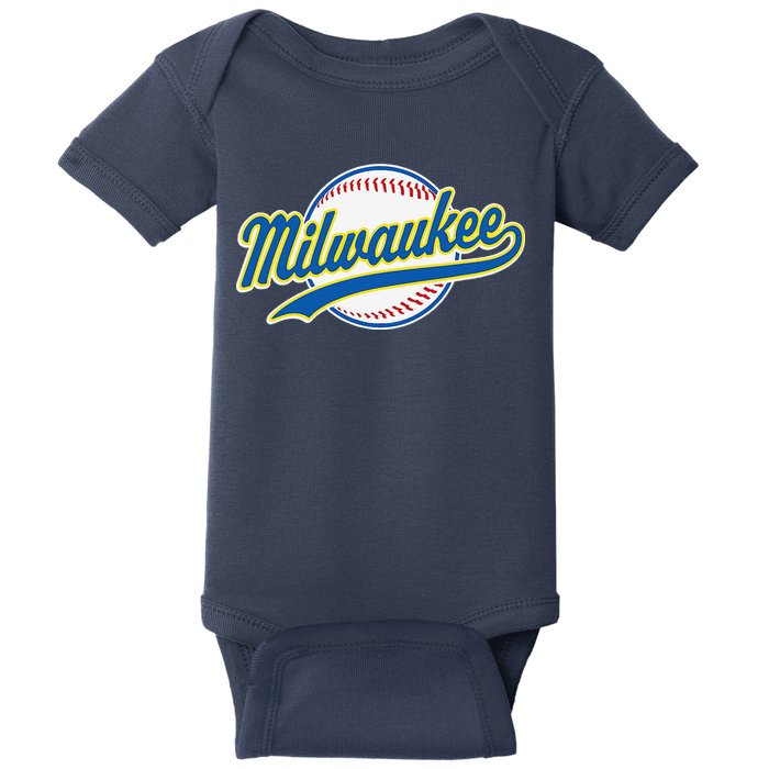 Milwaukee Vintage Baseball Throwback Retro Design Baby Bodysuit