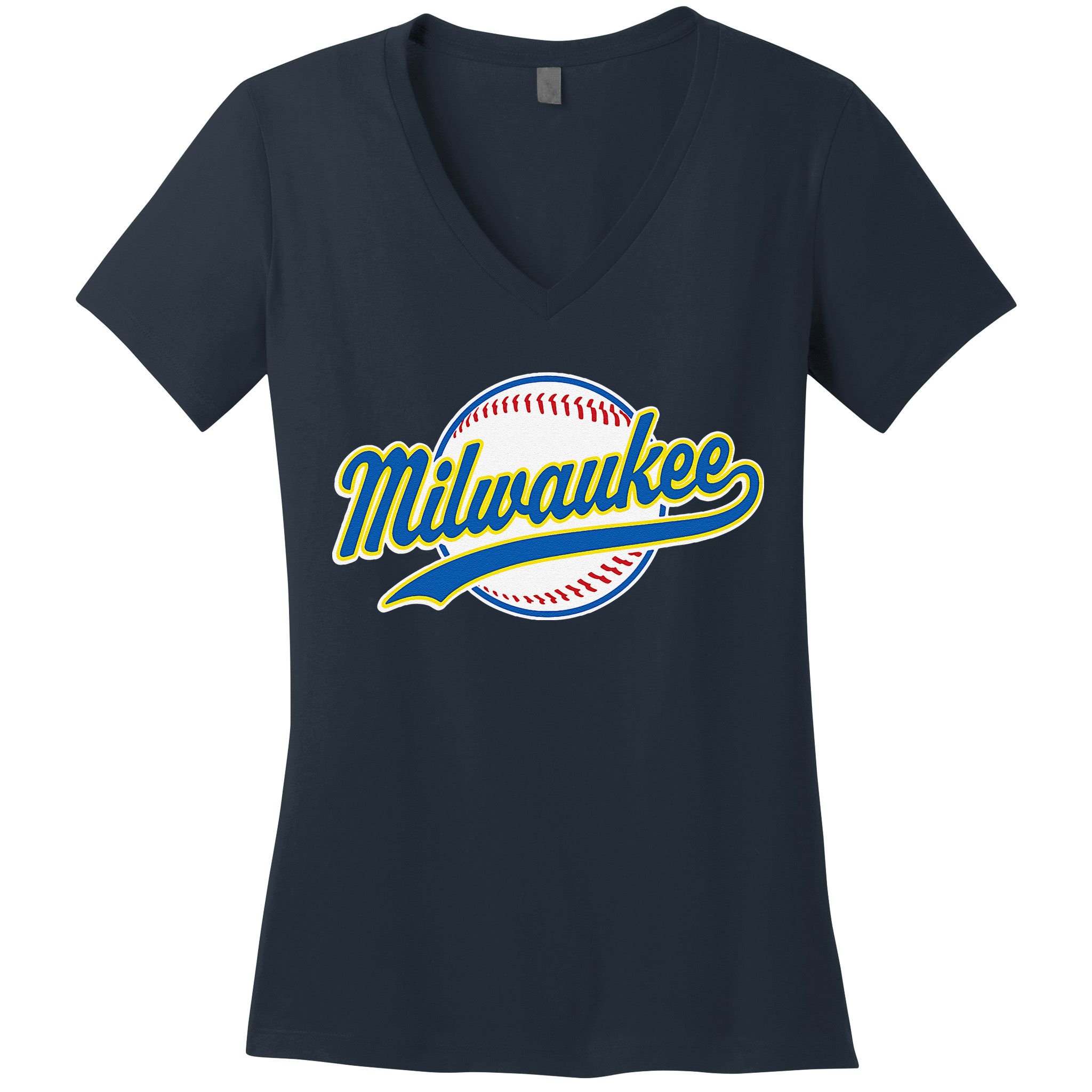 Milwaukee Vintage Baseball Throwback Retro Design Women's V-Neck T-Shirt