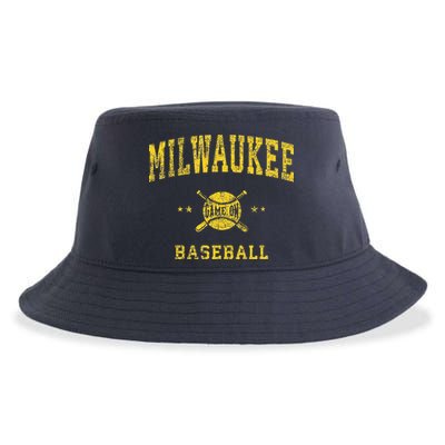 Milwaukee Vintage Baseball Throwback Retro Design Sustainable Bucket Hat