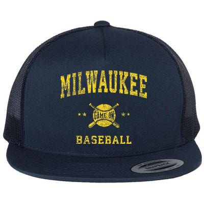 Milwaukee Vintage Baseball Throwback Retro Design Flat Bill Trucker Hat