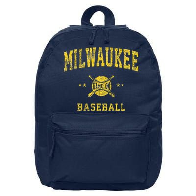 Milwaukee Vintage Baseball Throwback Retro Design 16 in Basic Backpack