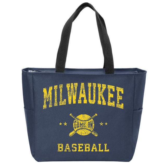 Milwaukee Vintage Baseball Throwback Retro Design Zip Tote Bag
