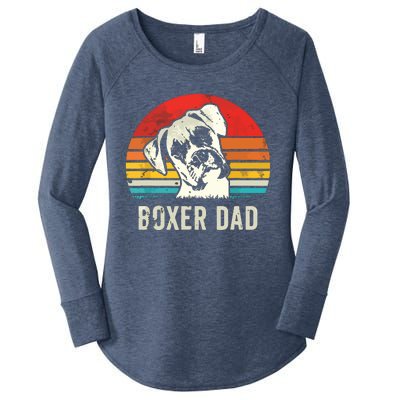 Men Vintage Boxer Dad Ever Daddy Gifts Dog Dad Father Women's Perfect Tri Tunic Long Sleeve Shirt