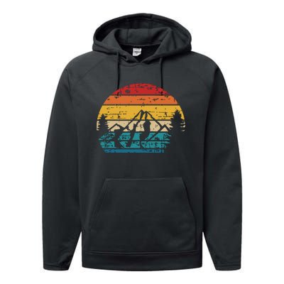 Mountains Vintage Camping Performance Fleece Hoodie