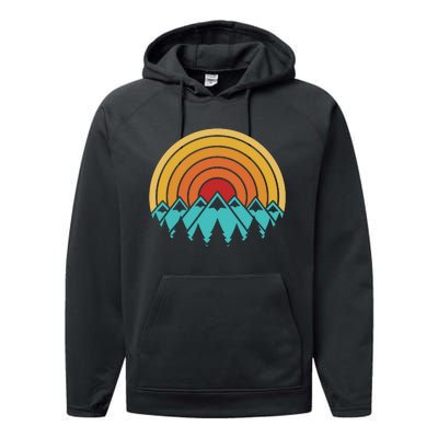 Mountains Vintage Camping Performance Fleece Hoodie