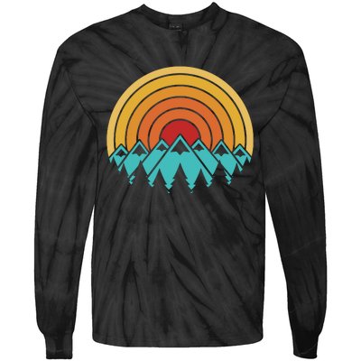 Mountains Vintage Camping Tie-Dye Long Sleeve Shirt