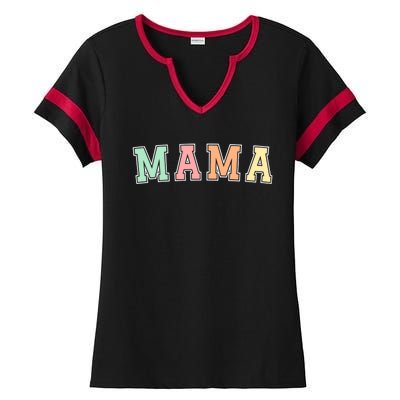 Mama Varsity Cute Mothers Day Ladies Halftime Notch Neck Tee