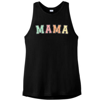 Mama Varsity Cute Mothers Day Ladies PosiCharge Tri-Blend Wicking Tank