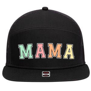 Mama Varsity Cute Mothers Day 7 Panel Mesh Trucker Snapback Hat