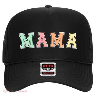 Mama Varsity Cute Mothers Day High Crown Mesh Back Trucker Hat