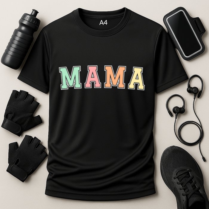 Mama Varsity Cute Mothers Day Cooling Performance Crew T-Shirt