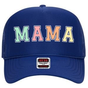 Mama Varsity Cute Mothers Day High Crown Mesh Back Trucker Hat