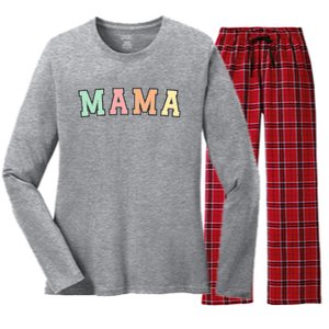 Mama Varsity Cute Mothers Day Women's Long Sleeve Flannel Pajama Set 