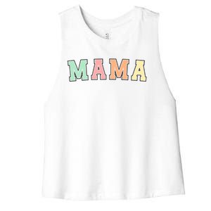 Mama Varsity Cute Mothers Day Women's Racerback Cropped Tank