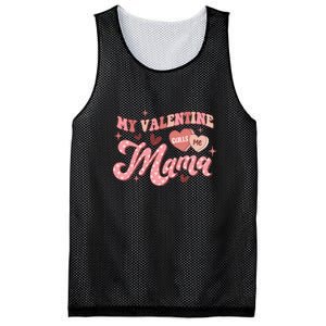 My Valentine Calls Me Mama Valentine Day Gift For Mother's Day Mesh Reversible Basketball Jersey Tank