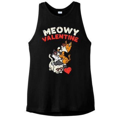 Meowy Valentine Cats Cute Kitten Cat Valentines Day Funny Ladies PosiCharge Tri-Blend Wicking Tank