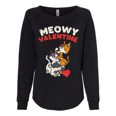 Meowy Valentine Cats Cute Kitten Cat Valentines Day Funny Womens California Wash Sweatshirt