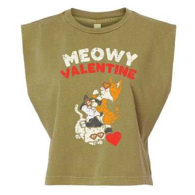 Meowy Valentine Cats Cute Kitten Cat Valentines Day Funny Garment-Dyed Women's Muscle Tee