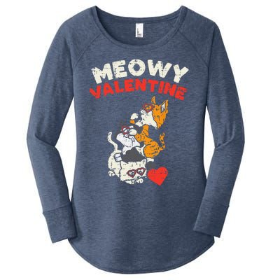 Meowy Valentine Cats Cute Kitten Cat Valentines Day Funny Women's Perfect Tri Tunic Long Sleeve Shirt