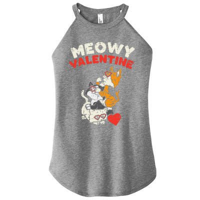 Meowy Valentine Cats Cute Kitten Cat Valentines Day Funny Women's Perfect Tri Rocker Tank