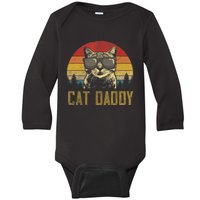 Mens Vintage Cat Daddy Father's Day Shirt Funny Cat Lover TShirt Baby Long Sleeve Bodysuit