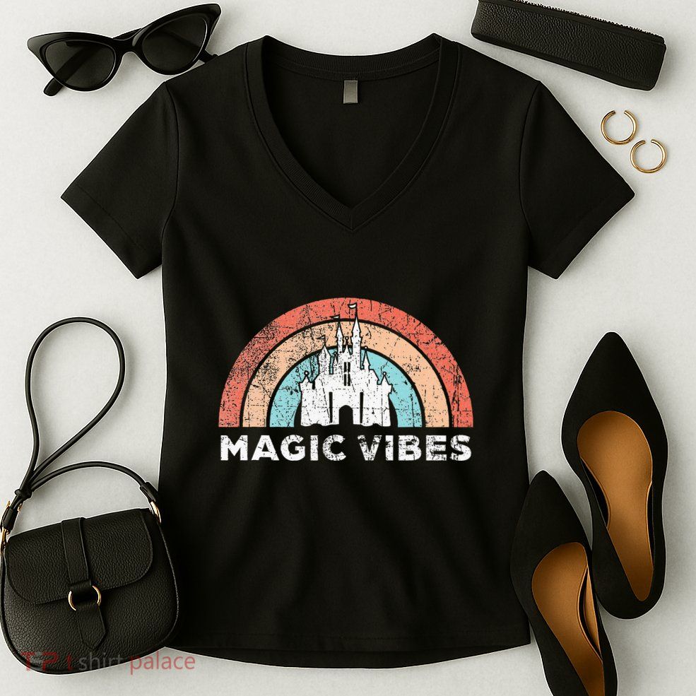 Magic Vibes Cute Matching Vacation Tops Women's V-Neck T-Shirt
