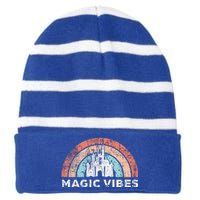 Magic Vibes Cute Vacation Striped Beanie with Solid Band