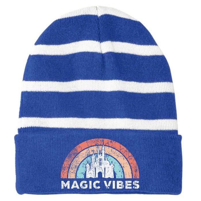 Magic Vibes Cute Vacation Striped Beanie with Solid Band