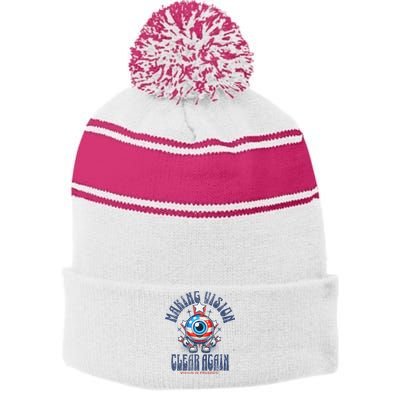Making Vision Clear Again Funny Eye Stripe Pom Pom Beanie