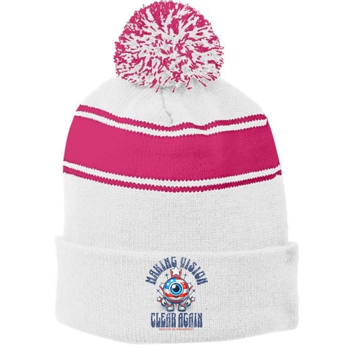Making Vision Clear Again Funny Eye Stripe Pom Pom Beanie