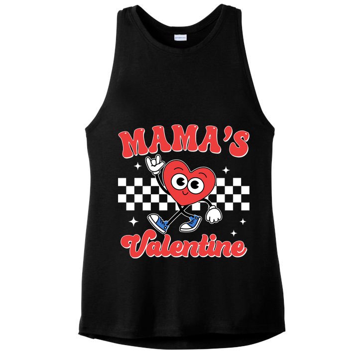 Mamas Valentine Cute Heart Retro Gift Ladies PosiCharge Tri-Blend Wicking Tank