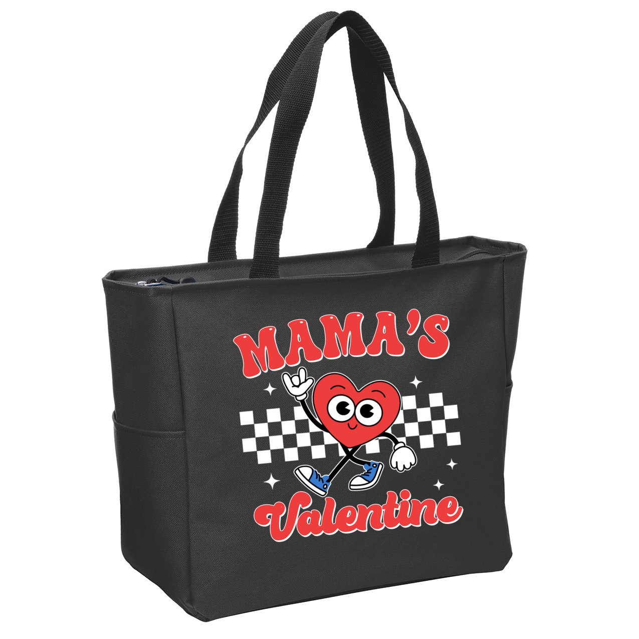 Mamas Valentine Cute Heart Retro Gift Zip Tote Bag