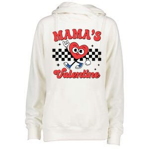 Mamas Valentine Cute Heart Retro Gift Womens Funnel Neck Pullover Hood