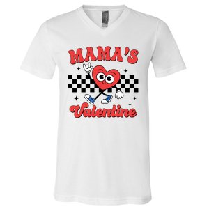 Mamas Valentine Cute Heart Retro Gift V-Neck T-Shirt