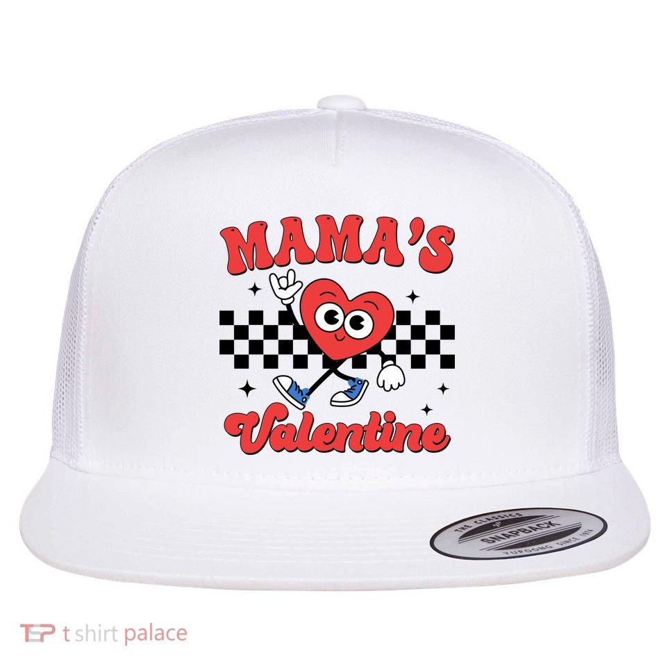 Mamas Valentine Cute Heart Retro Gift Flatbill Hat