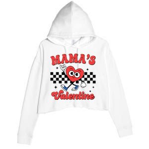 Mamas Valentine Cute Heart Retro Gift Crop Fleece Hoodie