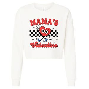 Mamas Valentine Cute Heart Retro Gift Cropped Pullover Crew