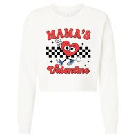 Mamas Valentine Cute Heart Retro Gift Cropped Pullover Crew