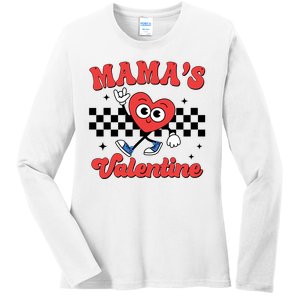 Mamas Valentine Cute Heart Retro Gift Ladies Long Sleeve Shirt