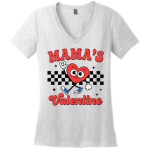 Mamas Valentine Cute Heart Retro Gift Women's V-Neck T-Shirt